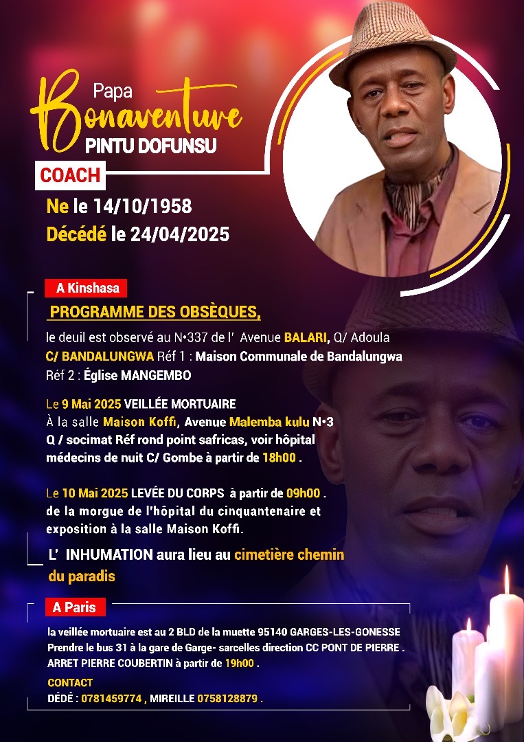 NÉCROLOGIE : UN DERNIER HOMMAGE À PAPA BONAVENTURE PINTU DOFUNSU