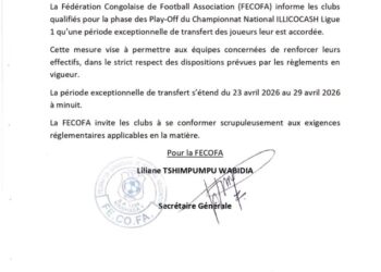 RDC fecofa: ouverture exceptionnelle du marché des transferts pour les clubs qualifiés aux play-offs de la Linafoot
