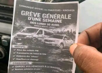 Kinshasa sans transport en commun dès ce lundi 20 avril