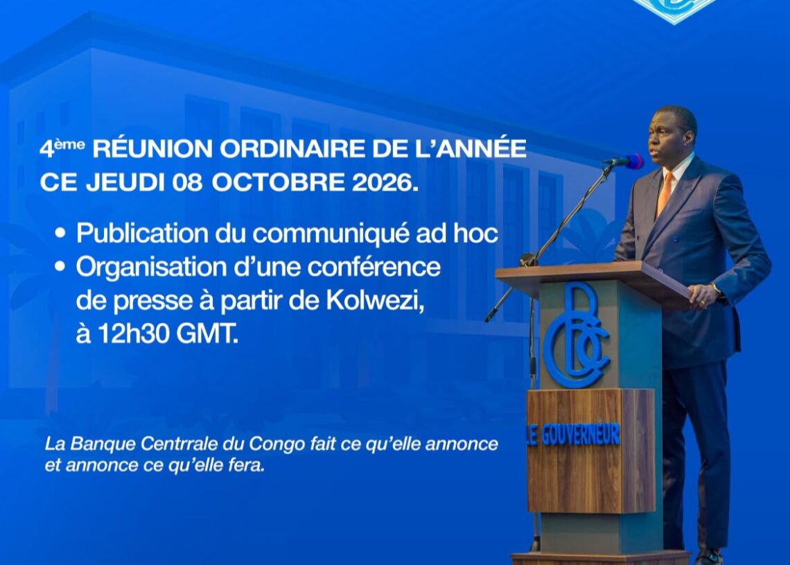 BCC : le Comité de politique monétaire se réunit ce jeudi à Kolwezi