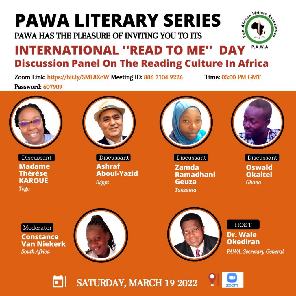 Littérature: Journée internationale « lisez moi avec les écrivains panafricains  ce samedi 19 mars
