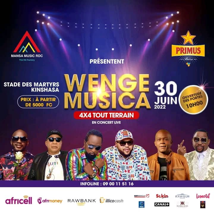 Le 30 juin 2022 au stade des Martyrs de Kinshasa : Wenge Musica ‘ version retrouvailles ‘ en concert de soutien aux Fardc